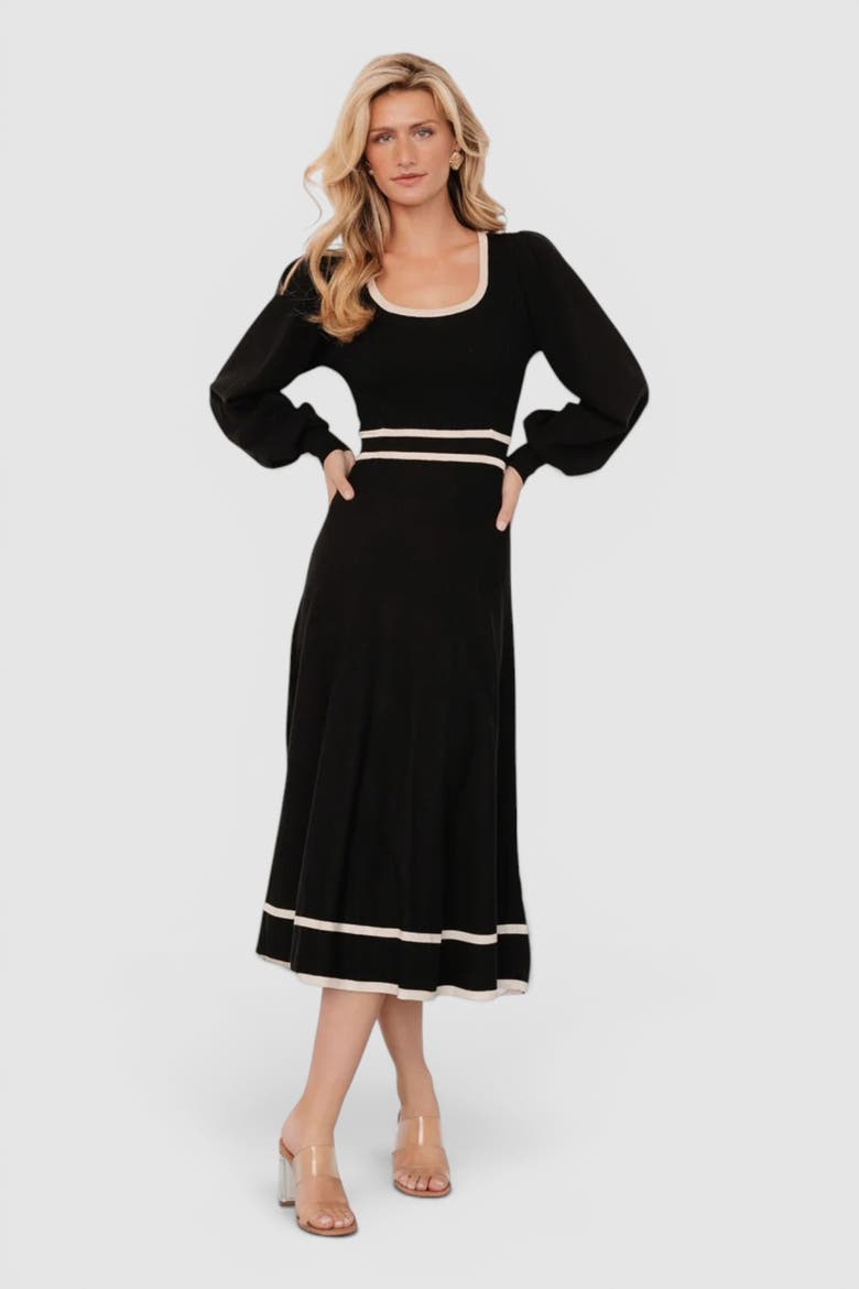 Winslet Knit Dress, Main, color, Black + Cream