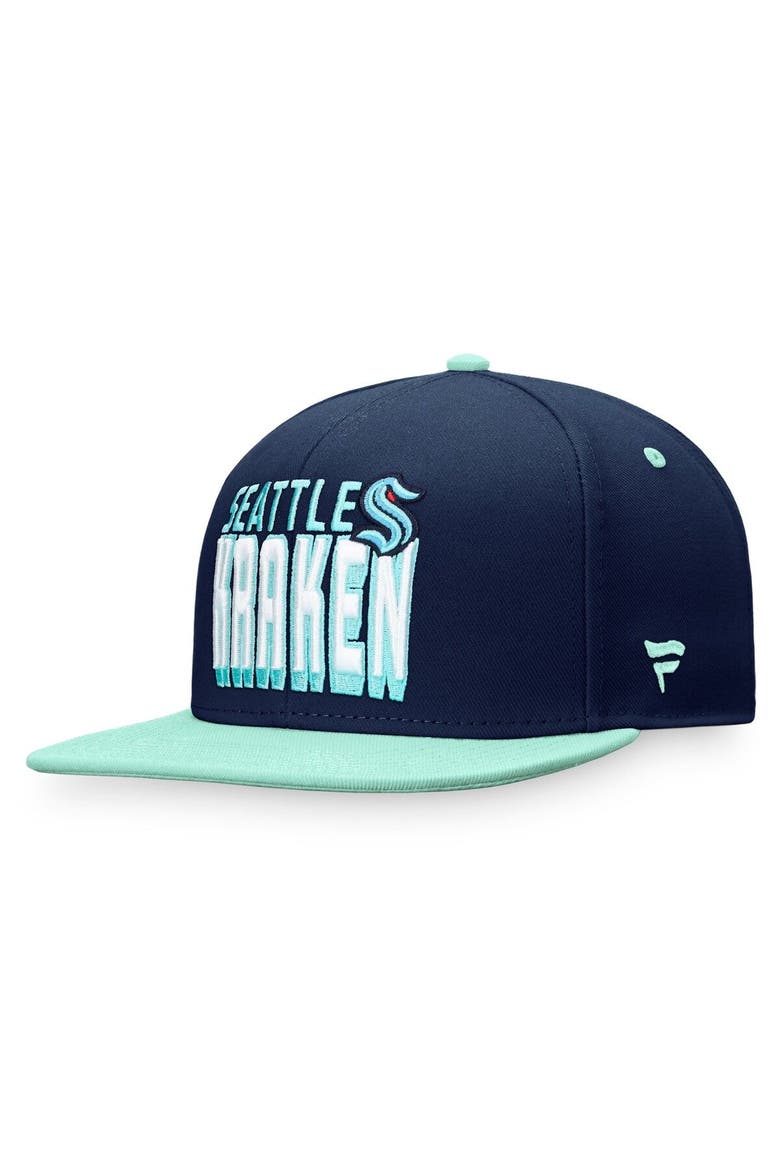Men's Fanatics Branded Navy/Blue Seattle Kraken Heritage Retro Two-Tone Snapback Hat, Alternate, color, Navy