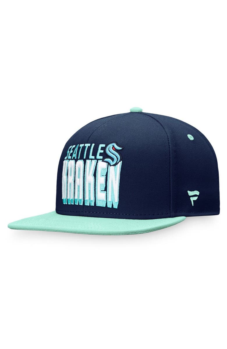 FANATICS Men's Fanatics Branded Navy/Blue Seattle Kraken Heritage Retro Two-Tone Snapback Hat, Alternate, color, Navy