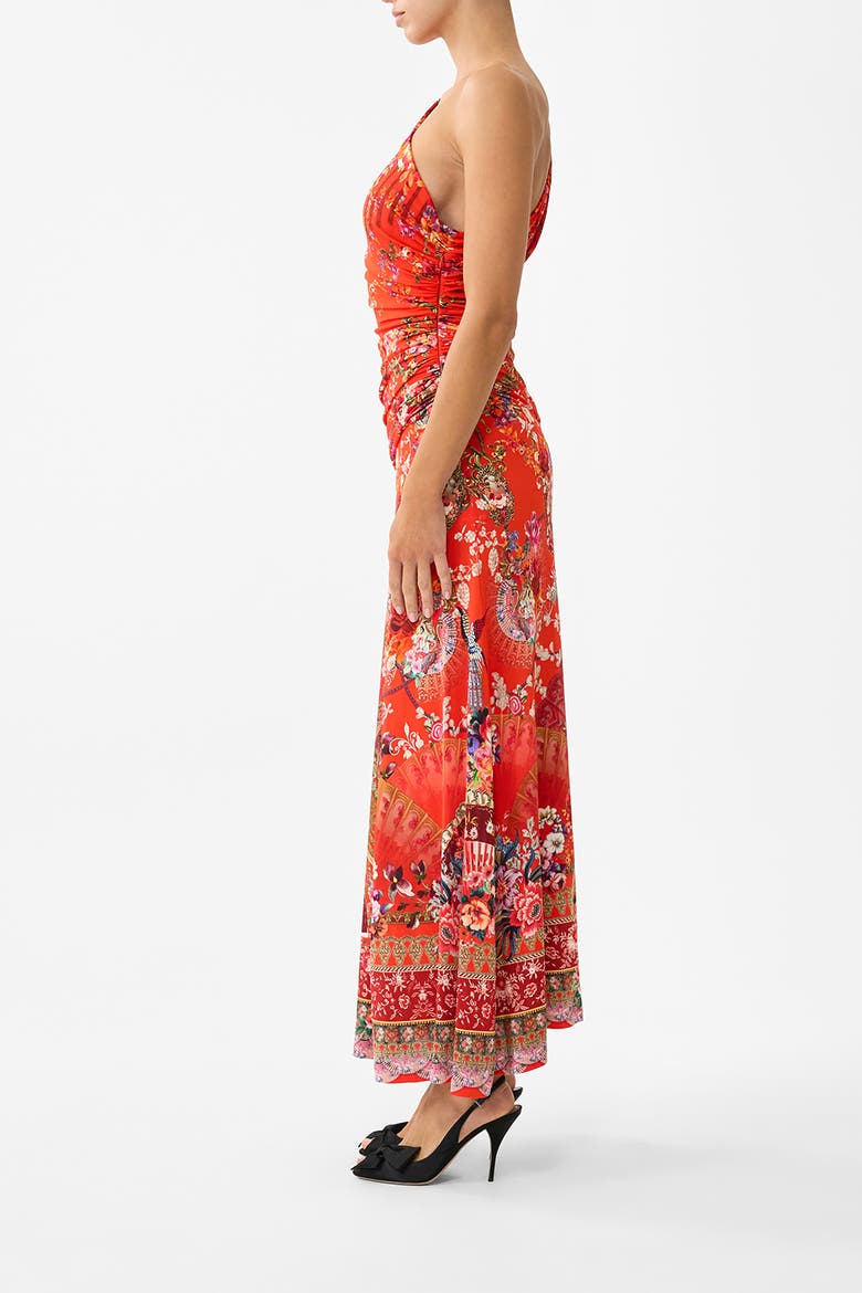 Gathered Jersey One Shoulder Dress, Alternate, color, Olé Olé