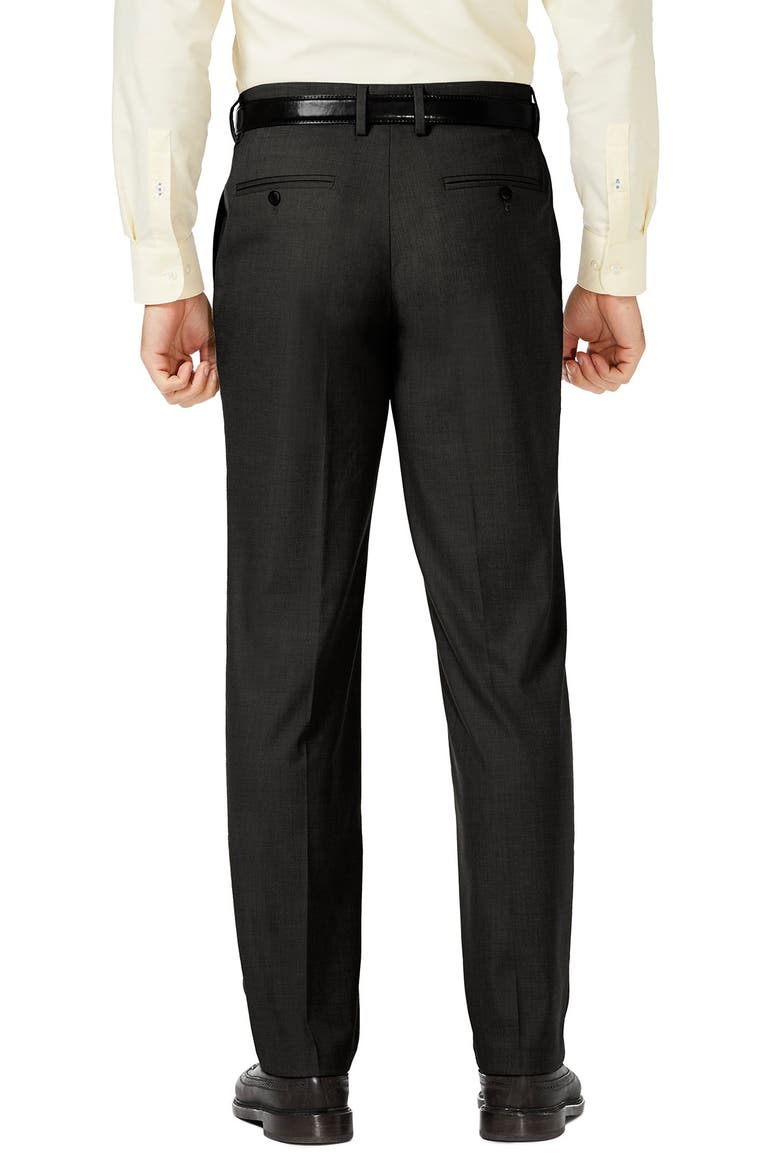 J.M. Haggar Sharkskin Straight Fit Flat Front Dress Pant, Alternate, color, BLACK