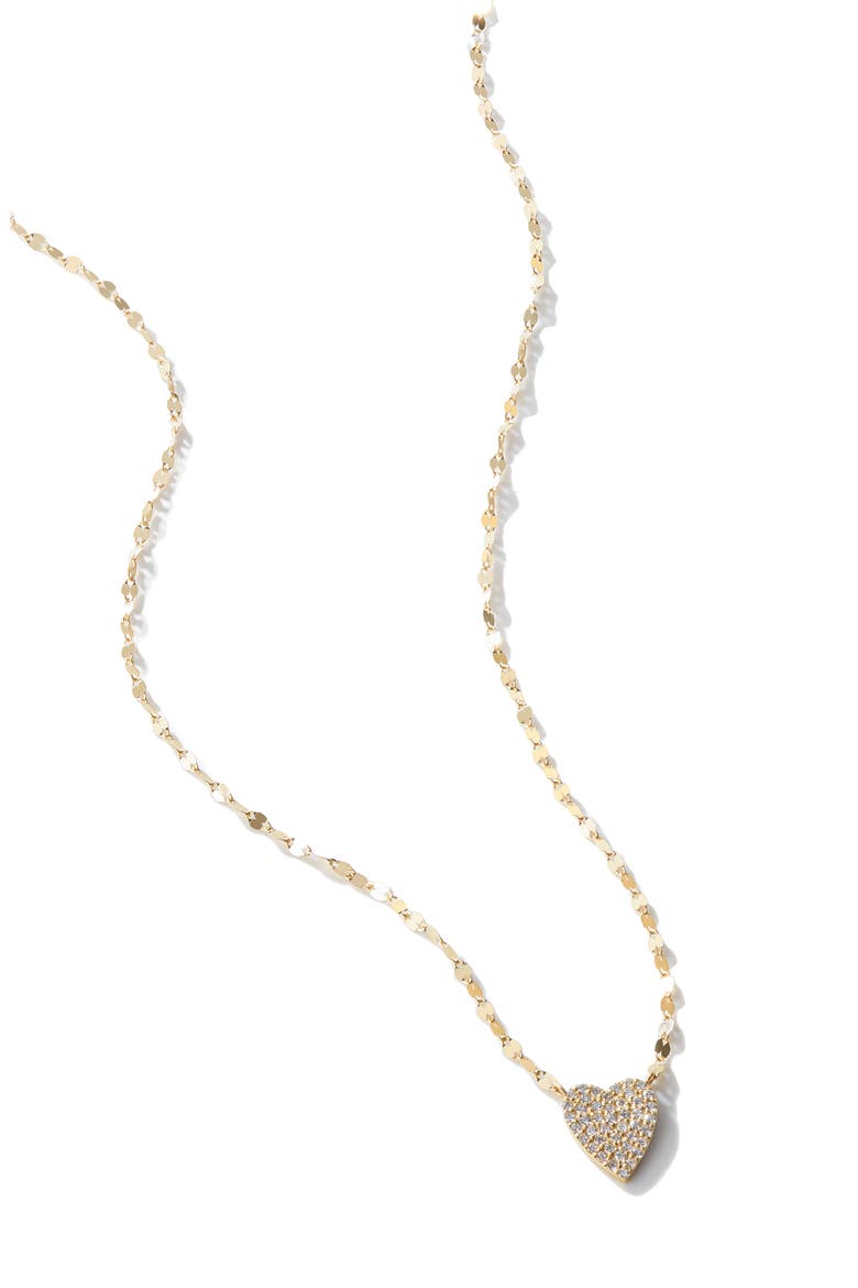 14K Gold Small Diamond Heart Pendant Necklace, Alternate, color, YELLOW GOLD