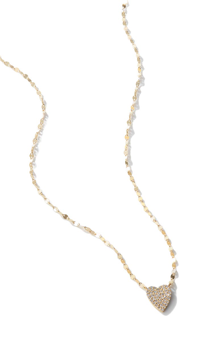 LANA 14K Gold Small Diamond Heart Pendant Necklace, Alternate, color, Yellow Gold