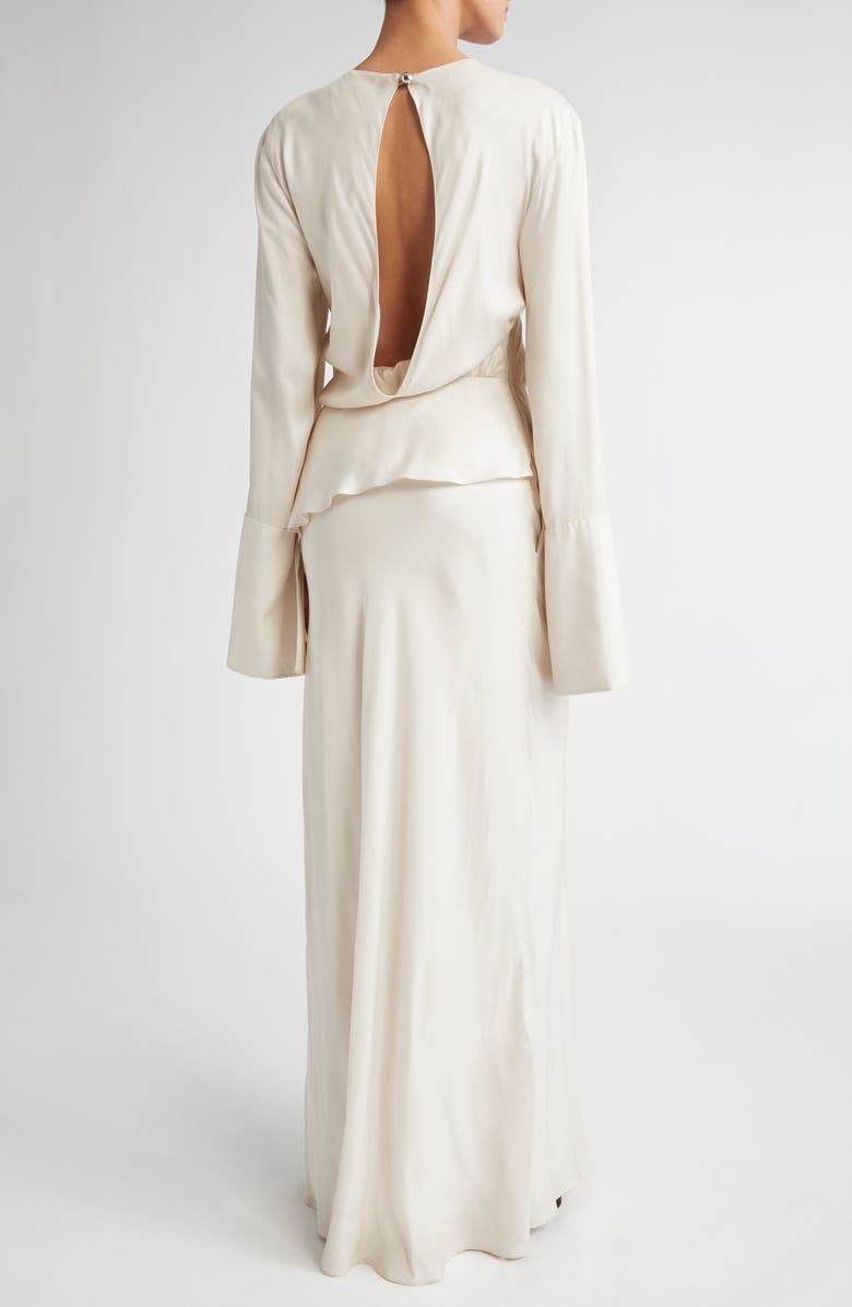 Brandon Maxwell The Violet Long Sleeve Twill Gown, Alternate, color, Pearl