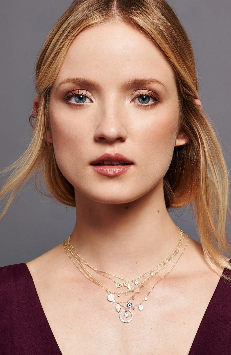 Meira T Dazzling Diamond Disc Pendant Necklace, Alternate, color, Yellow Gold