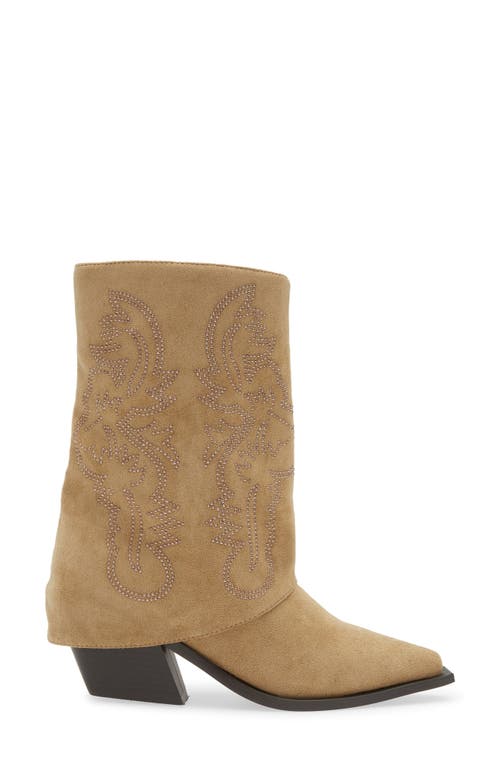 Azalea Wang Portabella Foldover Shaft Pointed Toe Bootie In Brown