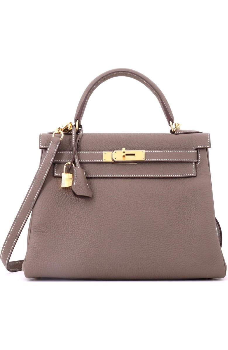 Pre-Owned Hermes Kelly Handbag Grey Togo with Gold Hardware 28, Main, color, Etoupe