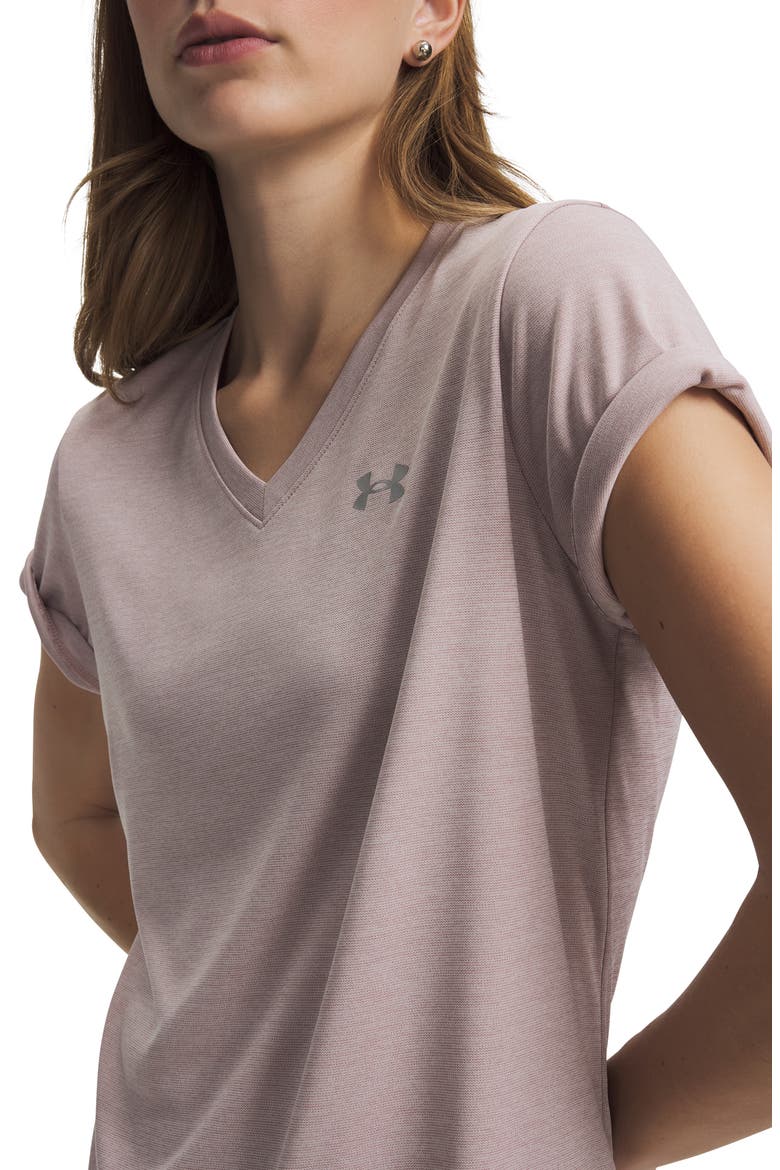 Velocity Twist V-Neck T-Shirt, Alternate, color, TOURMALINE PINK