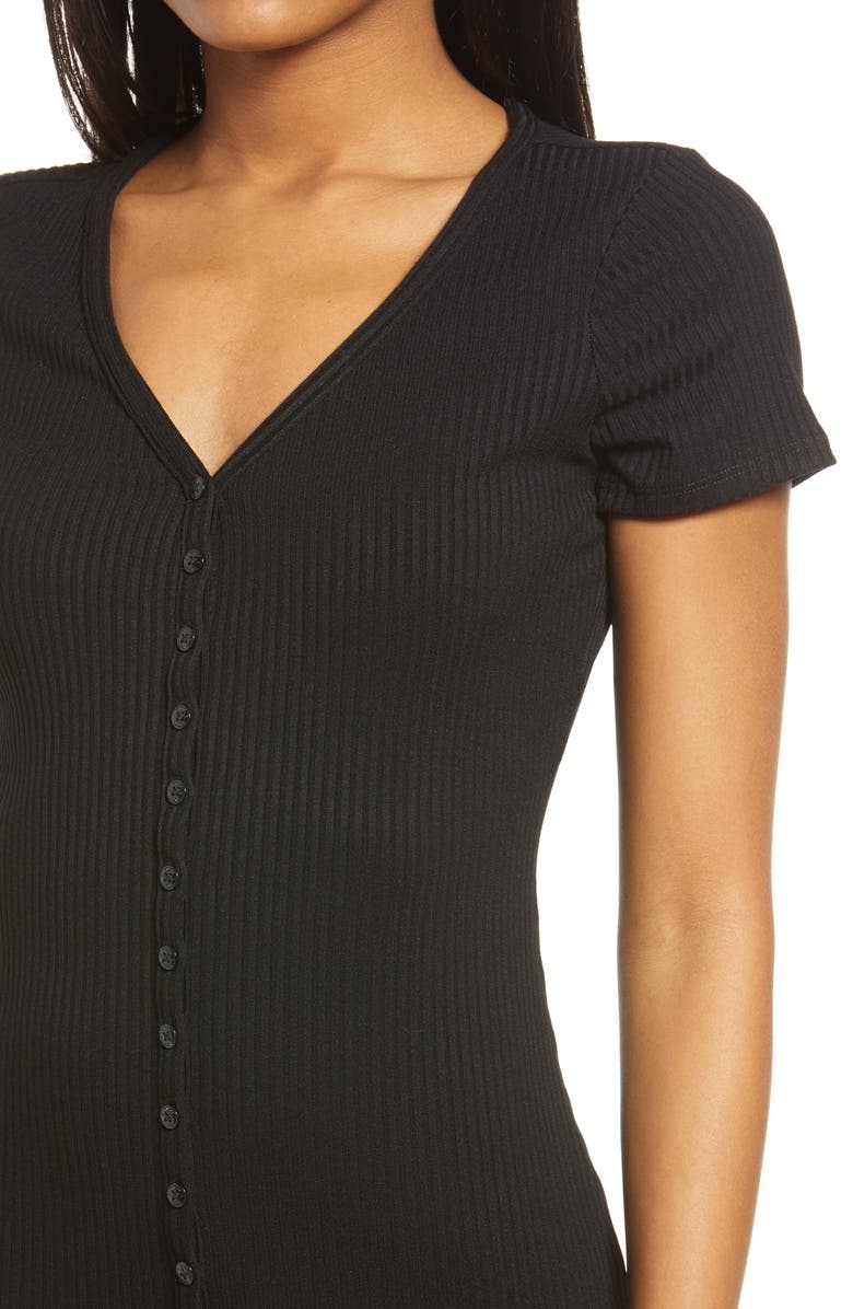 GUESS Raylynn Henley Rib Body-Con Dress, Alternate, color, 