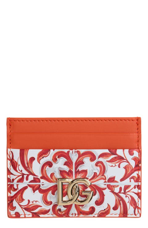 DG Logo Majolica Print Leather Card Case