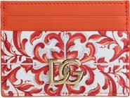 Dolce&Gabbana DG Logo Majolica Print Leather Card Case