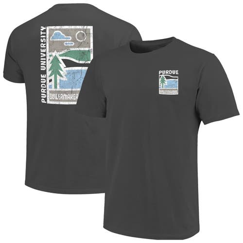 Image One Graphite Purdue Boilermakers Comfort Colors Minimal Vista Distressed Graphics T-shirt In Green