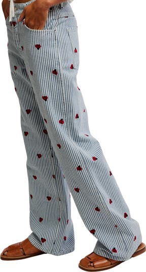 Bugged Out Railroad Stripe Straight Leg Jeans