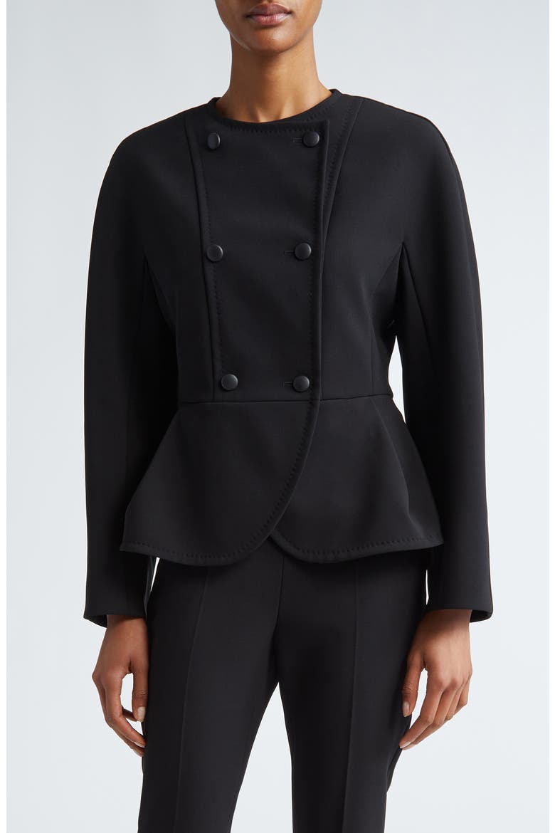 Fronda Double Breasted Peplum Jacket, Main, color, BLACK