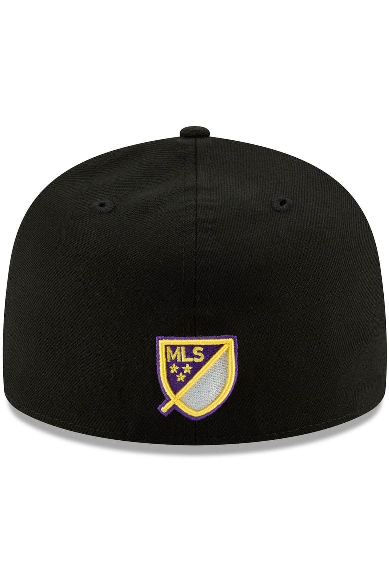 Men's New Era Black Orlando City SC Primary Logo 59FIFTY Fitted Hat, Alternate, color, Black