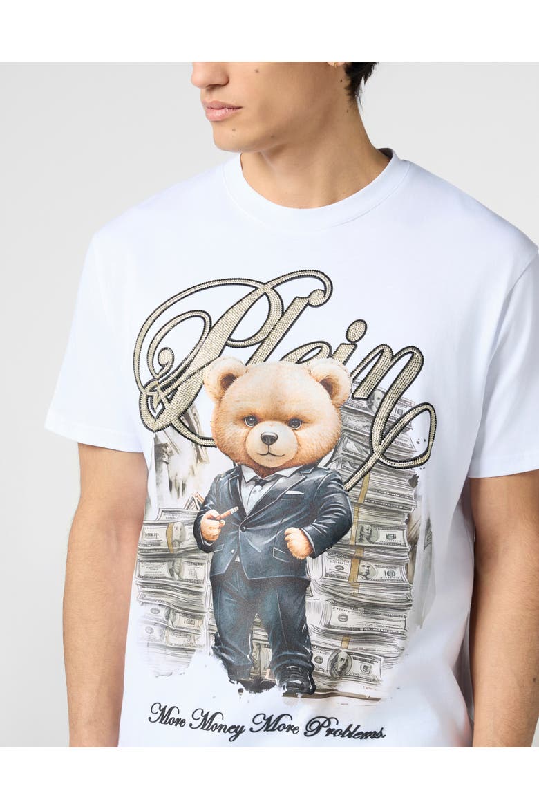 Round Neck T-Shirt Teddy Money Men, Alternate, color, white