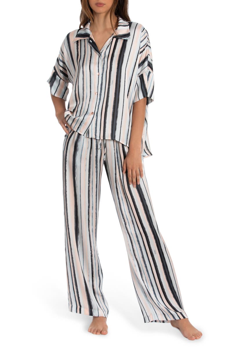 Midnight Bakery Bali Stripe Satin Pajamas, Main, color, 