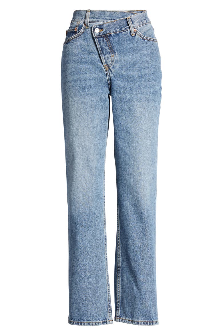 Wrap Straight Leg Jeans, Main, color, MID DENIM
