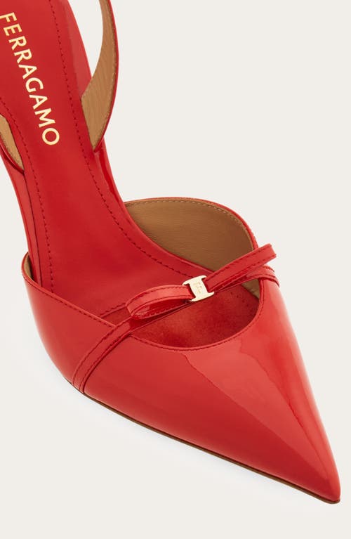 Shop Ferragamo Gylla Pointed Toe Slingback Pump In Flame Red