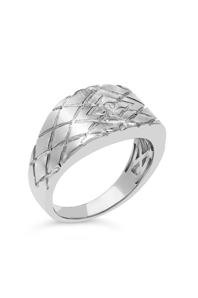 Sterling Silver Diamond Accent Geometric Band Ring, Alternate, color, Silver