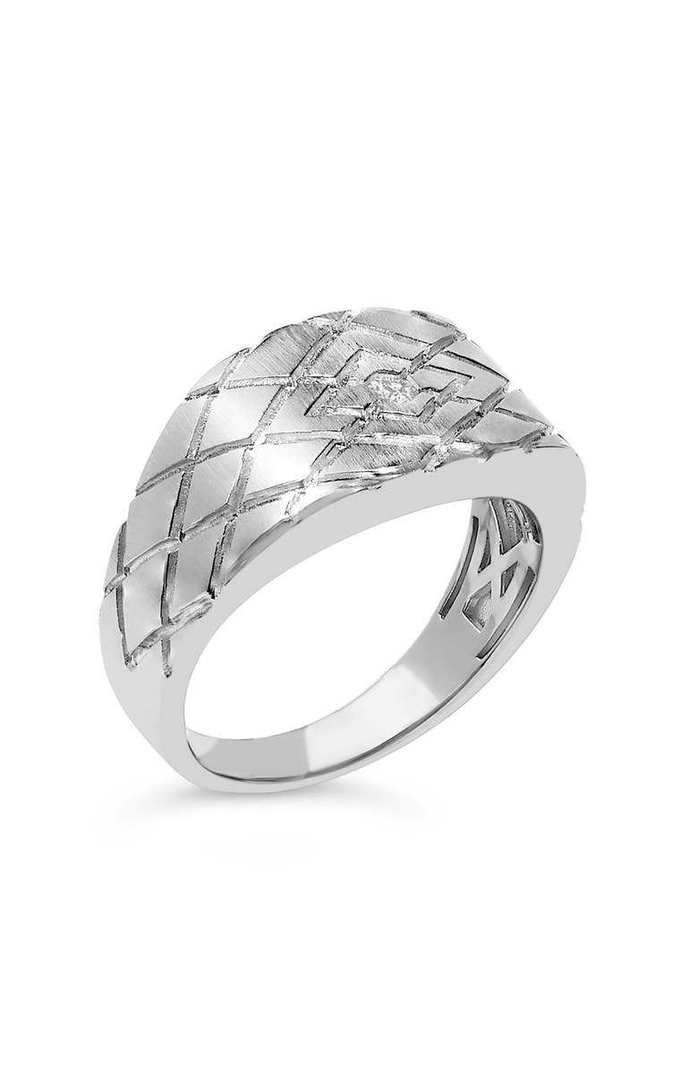 Haus of Brilliance Sterling Silver Diamond Accent Geometric Band Ring, Alternate, color, Silver