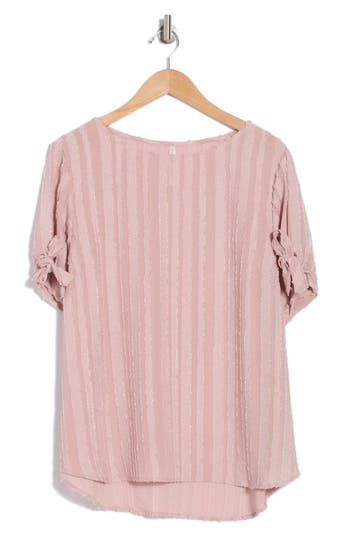 RENEE C RENEE C STRIPE SHORT SLEEVE SEMISHEER TOP 