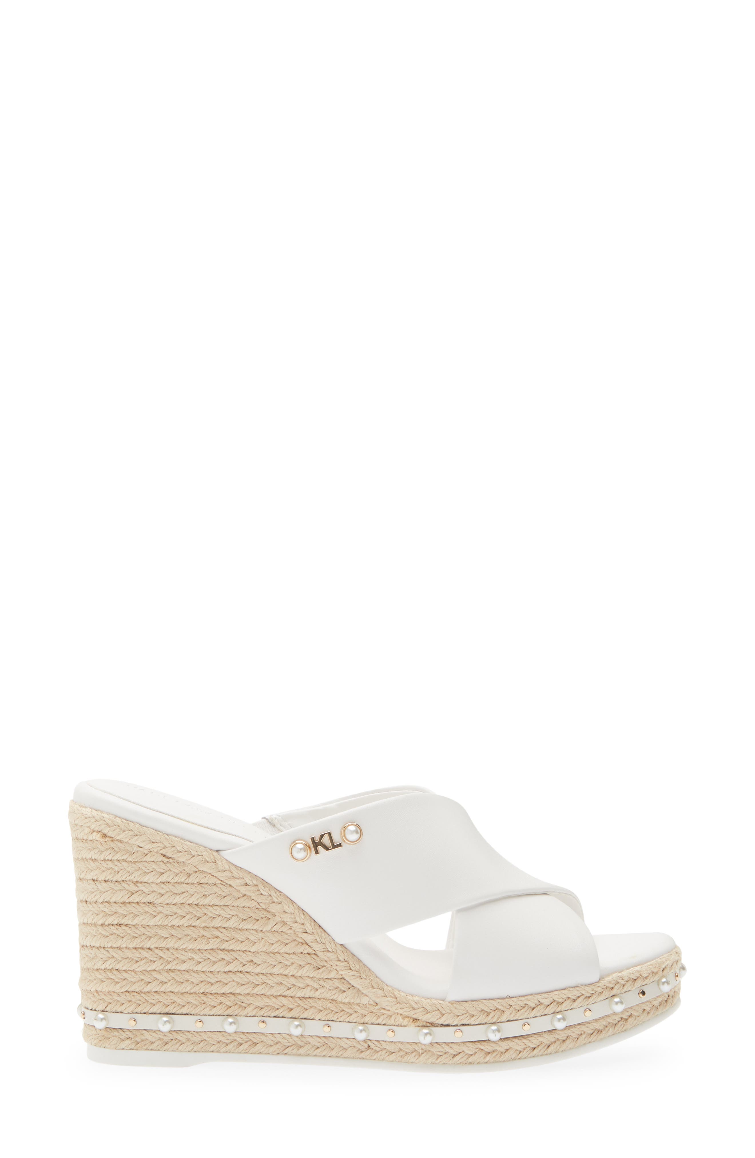 KARL LAGERFELD PARIS Cellyn Wedge Espadrille Sandal, Alternate, color, Bright White