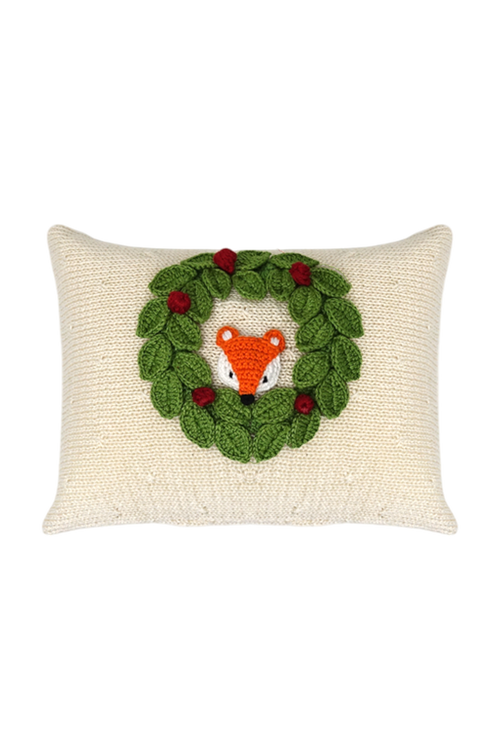 Melange Collection Peekaboo Fox Mini Pillow in Ivory 