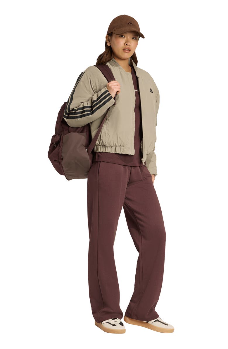 adidas Fleece Sweatpants, Alternate, color, Shadow Brown/ White