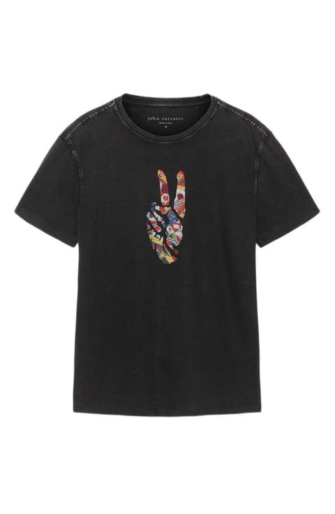 World Flags Peace Organic Cotton Graphic T-Shirt