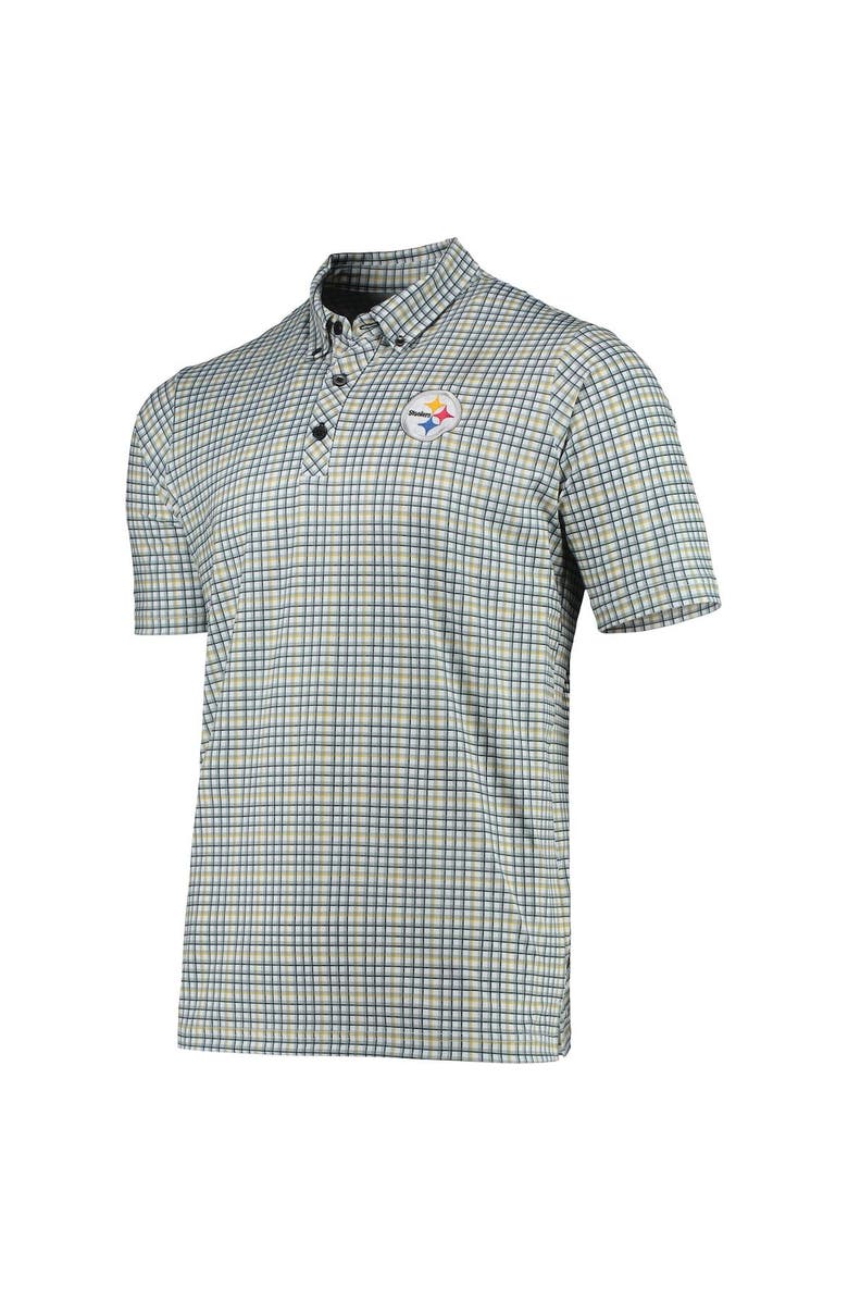 ANTIGUA Men's Antigua Gray/Black Pittsburgh Steelers Deliver Button-Down Polo, Alternate, color, White