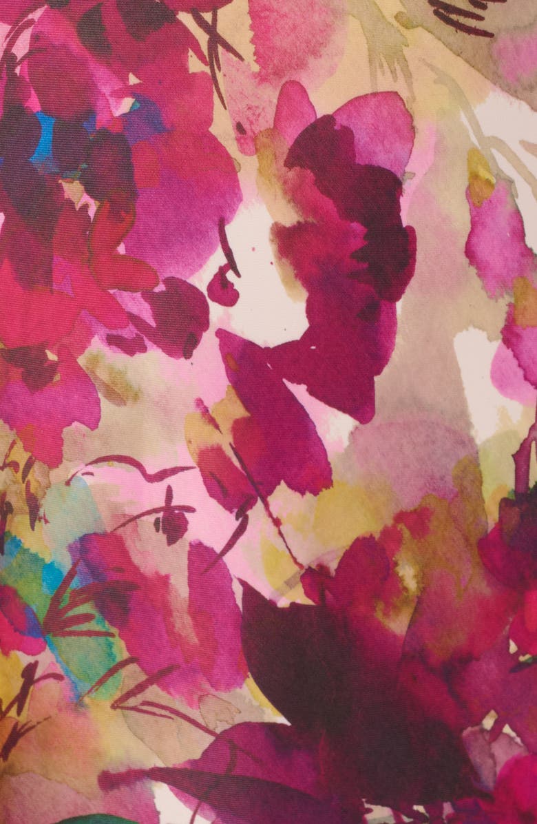 Adrianna Papell Floral Print Sleeveless Satin Gown, Alternate, color, 