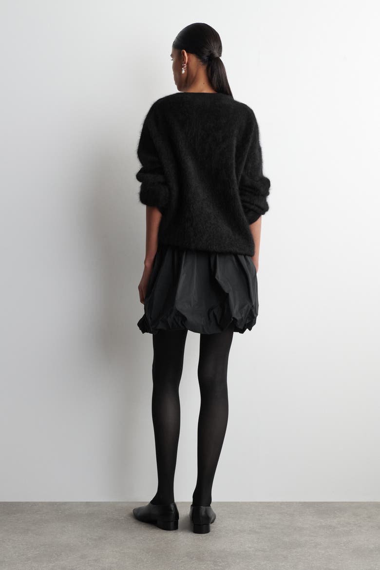 Bubble-Hem Mini Skirt, Alternate, color, BLACK