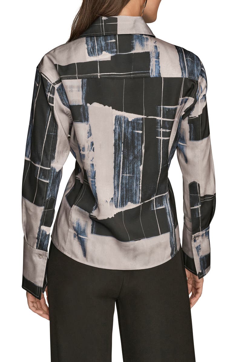 Donna Karan New York Print Satin Shirt, Alternate, color, Vapor Multi