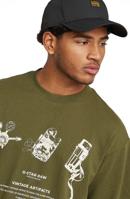 G-star Archive Boxy Organic Cotton Graphic T-shirt In Shadow Olive