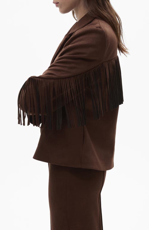 Mango - Veste Franges Similicuir Chocolat - S - Femme In Chocolate
