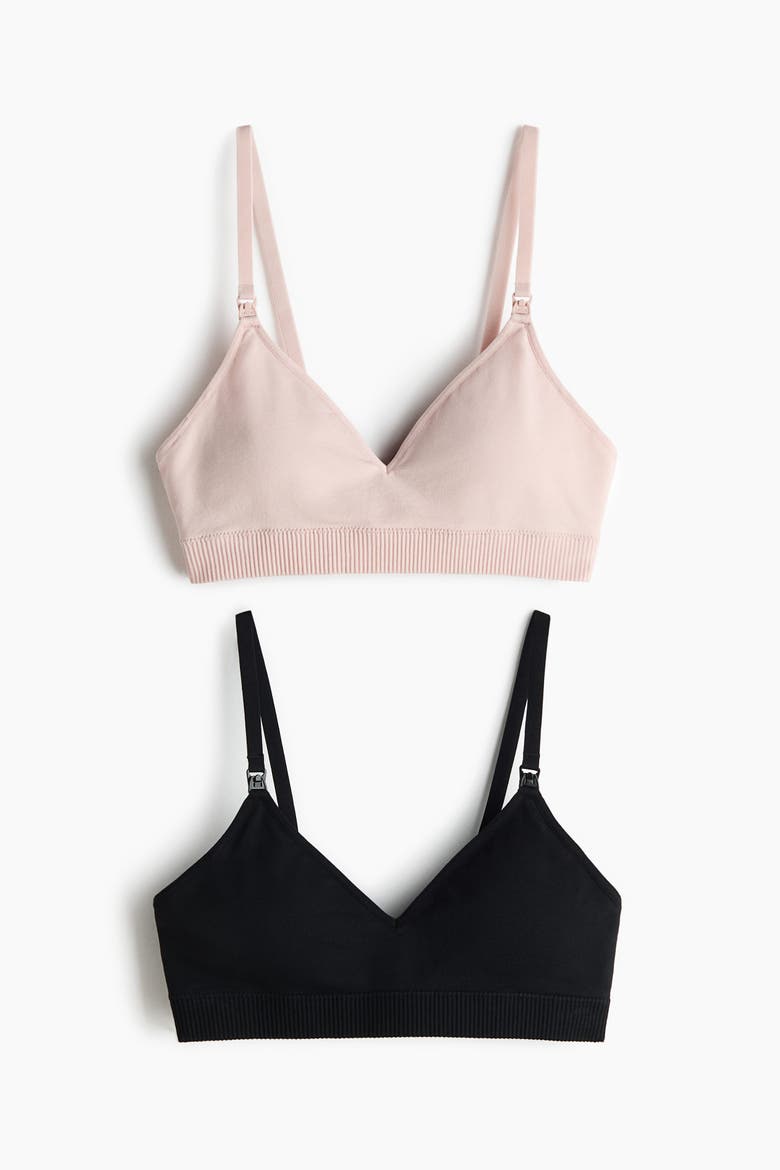 Mama 2-Pack Seamless Padded Nursing Bras, Alternate, color, Powder pink/black