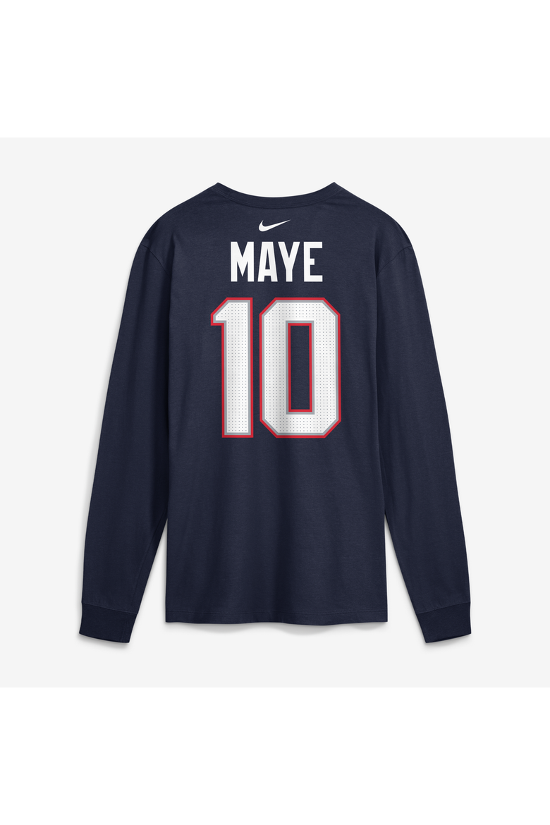 Men's Nike Drake Maye Navy New England Patriots Name & Number Long Sleeve T-Shirt, Alternate, color, Navy