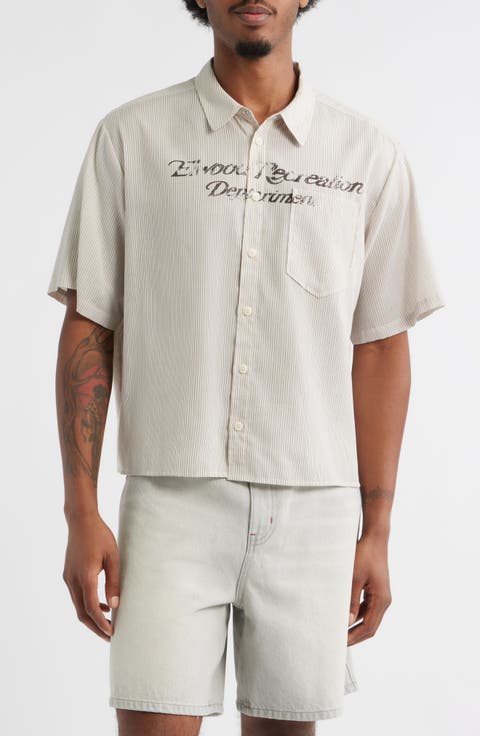 Banquet Oversize Stripe Short Sleeve Button-Up Shirt (Nordstrom Exclusive)