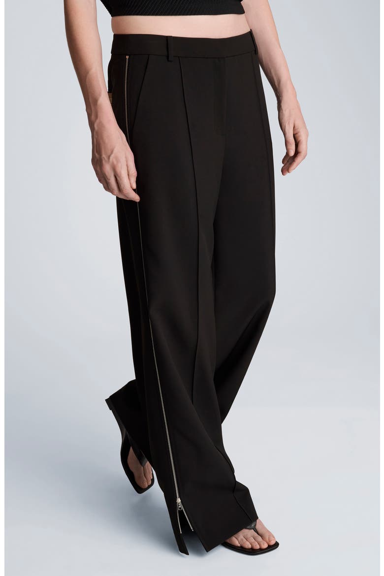 High Waist Pintuck Wide Leg Pants, Alternate, color, BLACK