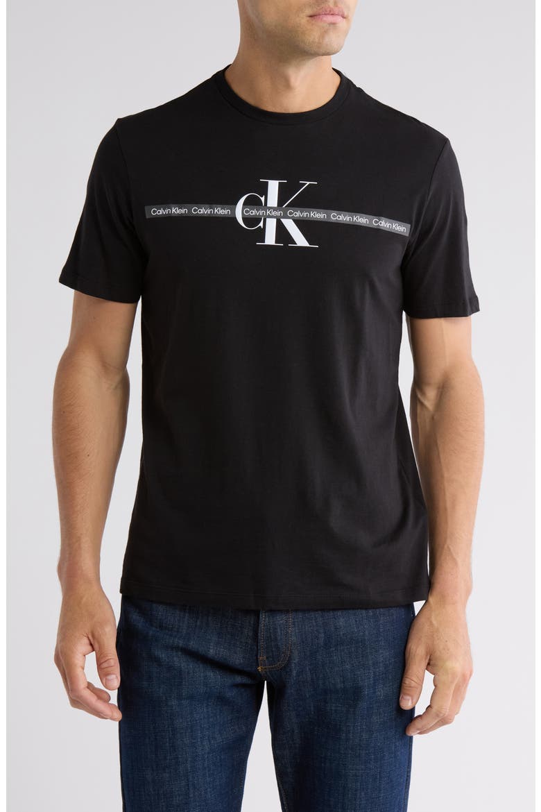 Repeat Tape Layer Logo Graphic T-Shirt, Main, color, BLACK