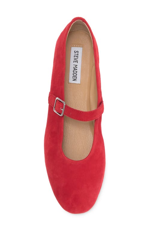 Shop Steve Madden Dreaming Mary Jane Flat In Red Suede