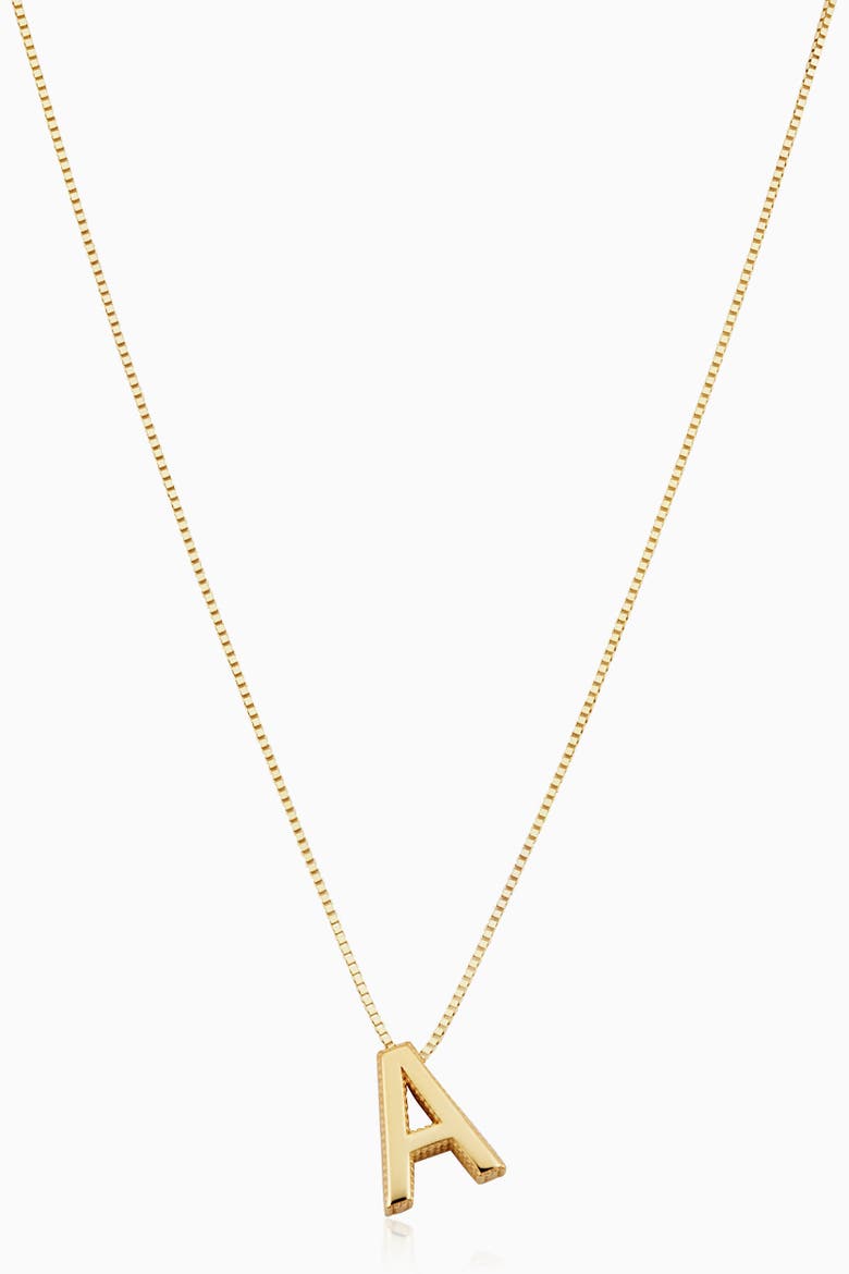 14K Gold Love Letter Initial Necklace, Main, color, Letter A