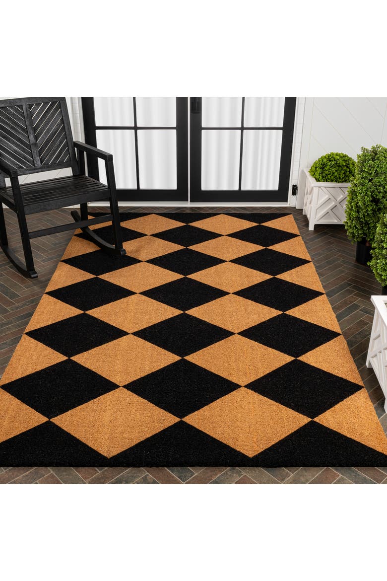 Peater Classic Casual Commerical Natural Coir Mat Indoor/Outdoor, Alternate, color, Natural Black Geo