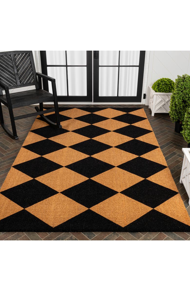 JONATHAN Y Peater Classic Casual Commerical Natural Coir Mat Indoor/Outdoor, Alternate, color, Natural Black Geo