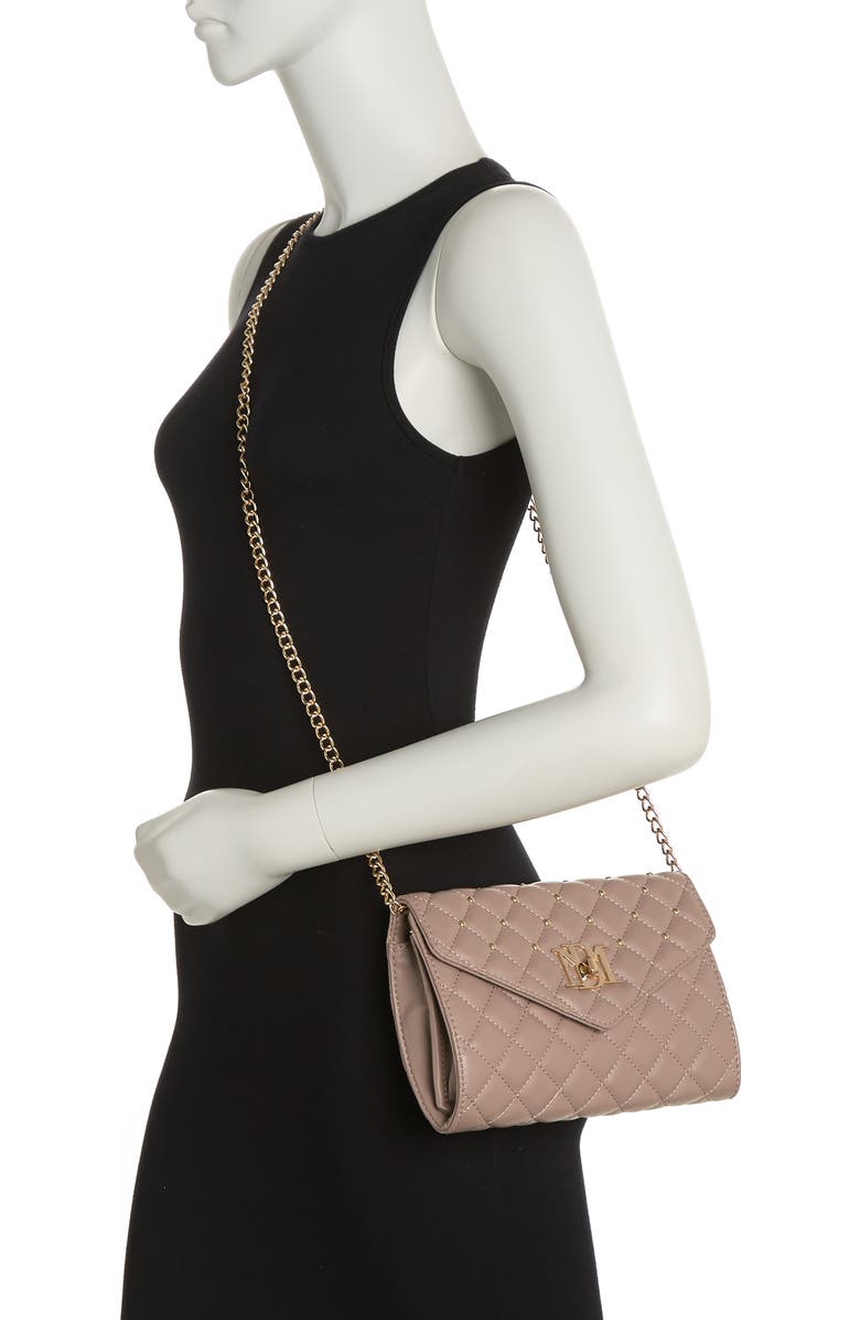 Badgley Mischka Collection Diamond Quilt Convertible Crossbody Bag, Alternate, color, Taupe
