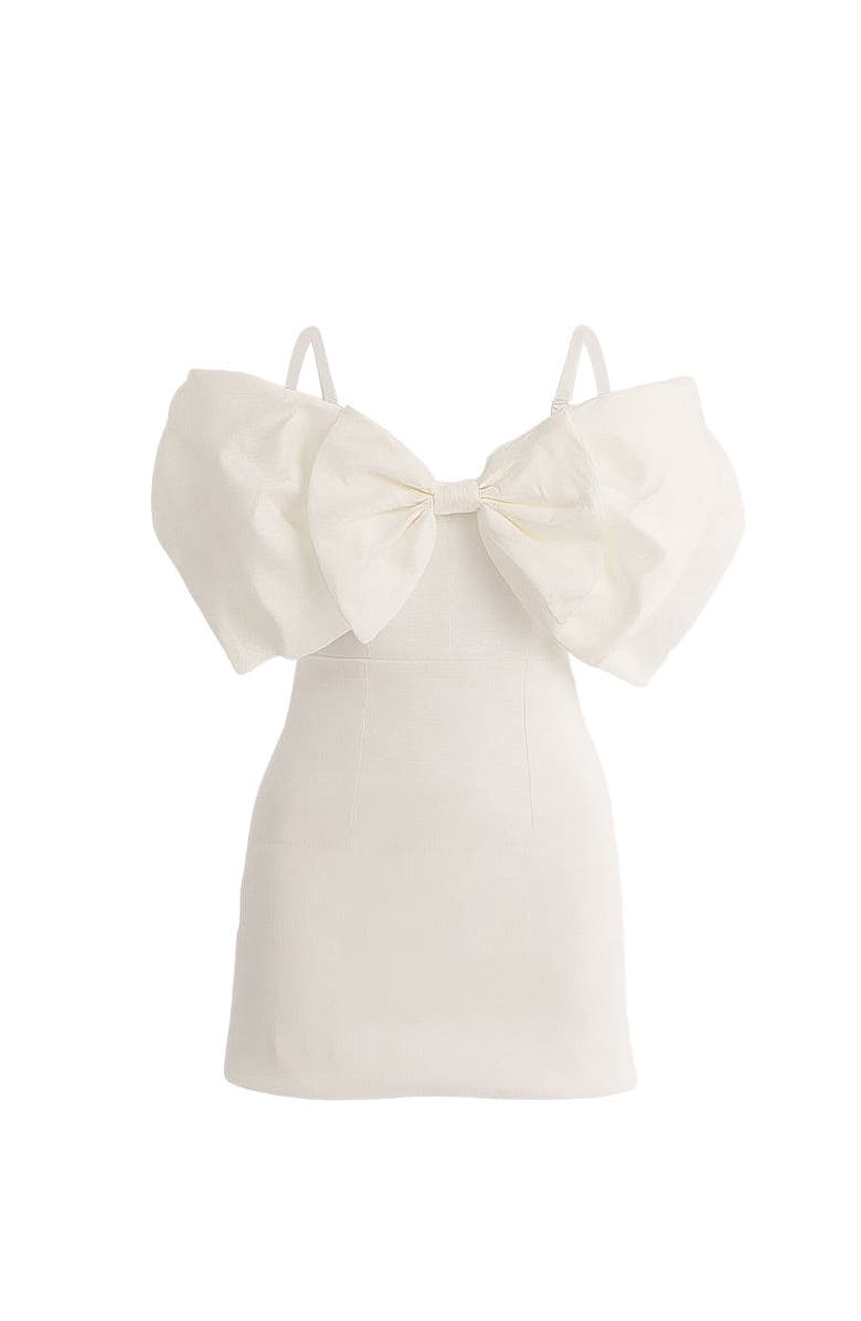 Tulleen Bow Mini Dress, Alternate, color, White