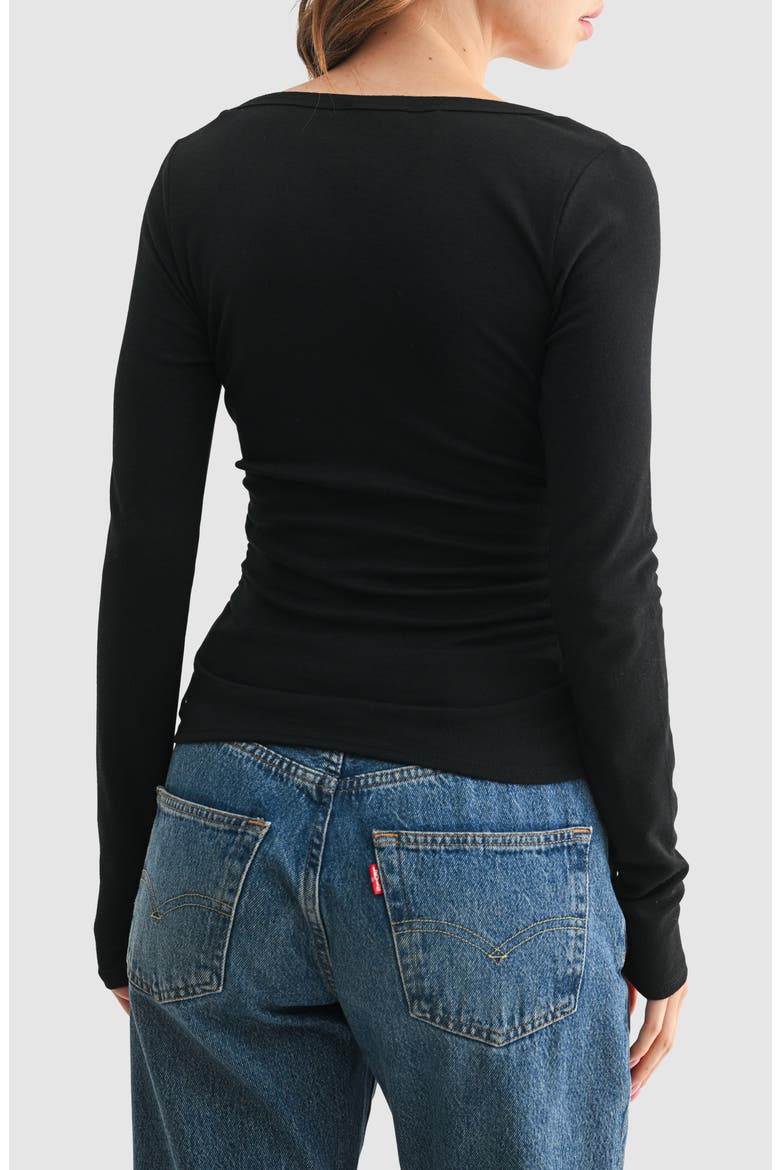 Long Sleeve Ruched Top, Alternate, color, BLACK