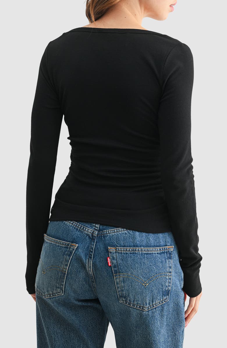 Lush Long Sleeve Ruched Top, Alternate, color, Black