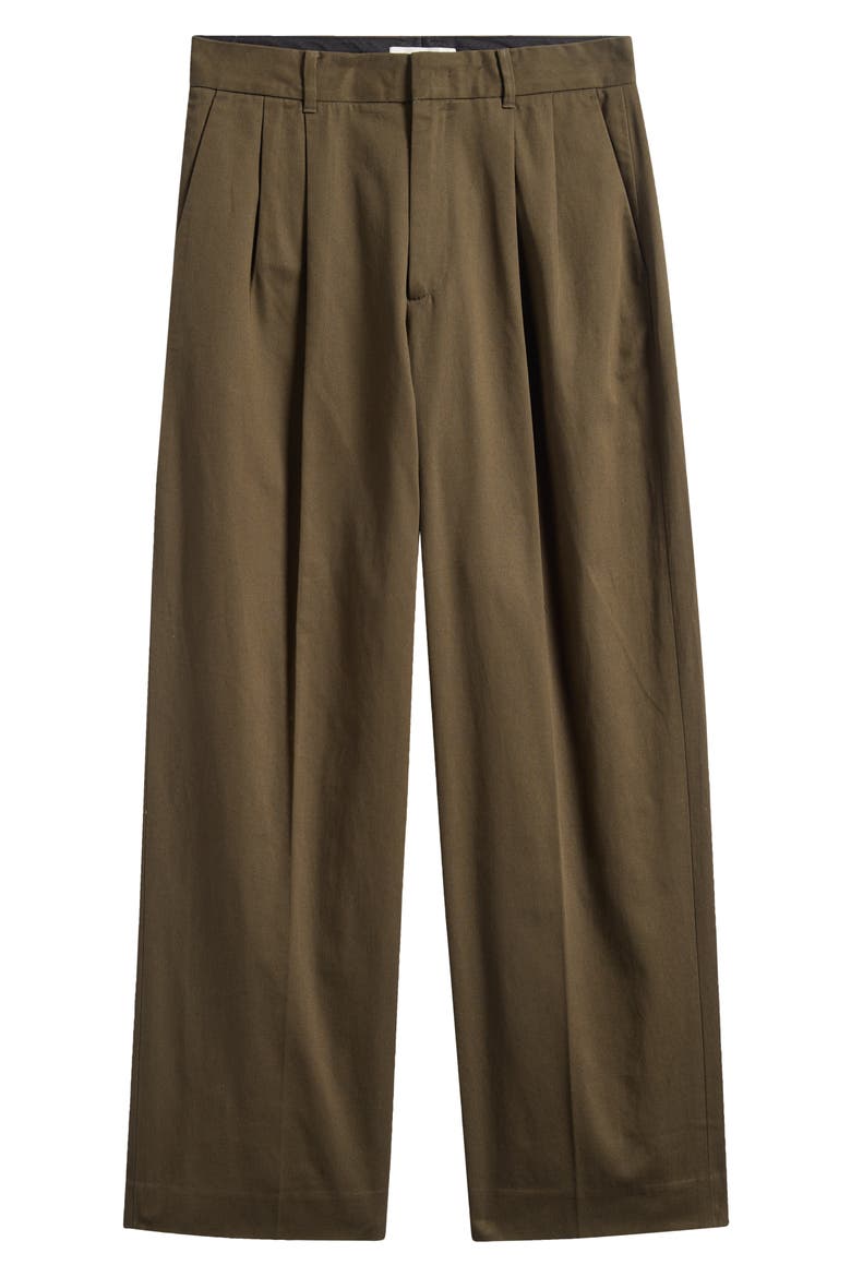 Double Pleated Wide Leg Chino Pants, Main, color, KHAKI